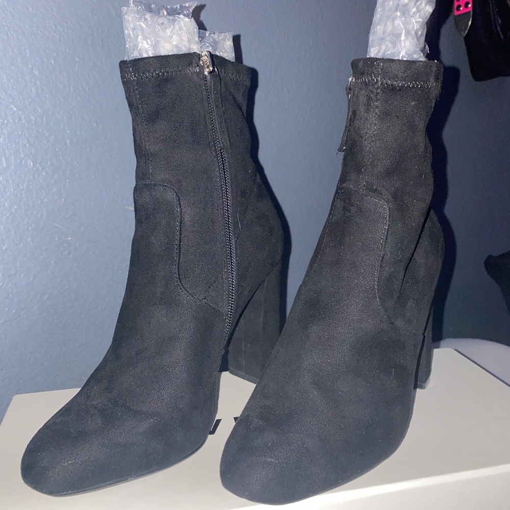 Black Faux Suede Booties